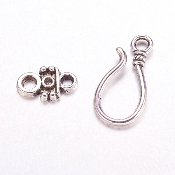 

PandaHall Tibetan Style Hook and Eye Clasps, Lead Free, Cadmium Free and Nickel Free, Bowknot, Antique Silver Color, Size: clasp: 11x24mm...