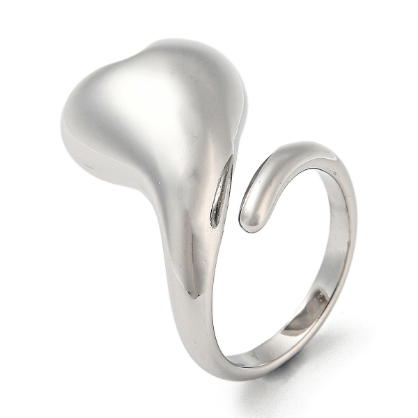 

PandaHall 304 Stainless Steel Cuff Rings, Heart, Stainless Steel Color, Inner Diameter: 17mm 304 Stainless Steel Heart