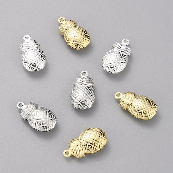 

PandaHall Brass Pendants, Long-Lasting Plated, Pineapple, Mixed Color, 18x10x5mm, Hole: 1mm Brass Fruit