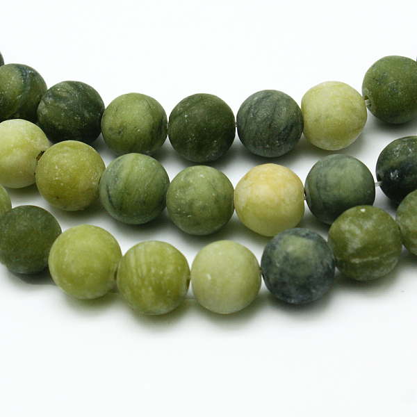 

PandaHall Round Frosted Natural TaiWan Jade Bead Strands, 8mm, Hole: 1mm, about 48pcs/strand, 15.5 inch TaiWan Jade Round