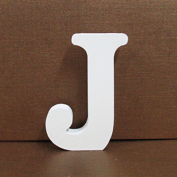 

PandaHall Letter Wooden Ornaments, for Home Wedding Decoration Shooting Props, Letter.J, 100x100x15mm Wood Letter J White