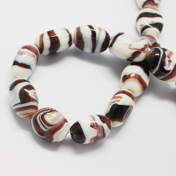 

PandaHall Handmade Lampwork Beads, Oval, Coconut Brown, 21x17x12mm, Hole: 1~3mm Lampwork Oval Brown