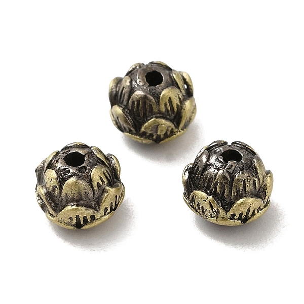 

PandaHall Tibetan Style Rack Plating Brass Beads, Long-Lasting Plated, Flower, Brushed Antique Bronze, 7x6mm, Hole: 1.5mm Brass Flower