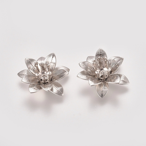 

PandaHall 3D Brass Bead Caps, Flower, Multi-Petal, Platinum, Tray: 5mm, 16x6.5mm, Hole: 0.8mm Brass