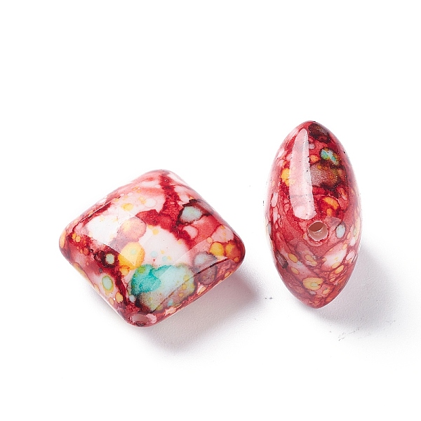 

PandaHall Spray Painted Opaque Acrylic Beads, Square, Red, 20x20x13mm, Hole: 2mm Acrylic Square Red