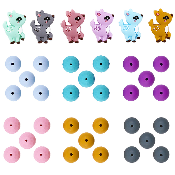 

PandaHall CHGCRAFT 42Pcs 12 Style Food Grade Eco-Friendly Silicone Beads, Baby Chew Teething, Deer & Round, Mixed Color, 14.5~32mm, Hole..., Multicolor