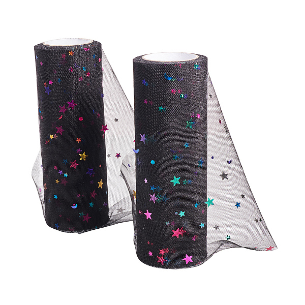 

PandaHall BENECREAT 2 Rolls Sparkling Tulle Sequin Tulle Fabric 6" x 10 Yards for Decoration Bows, Craft Making, Wedding Party Ribbon - 20..., Black