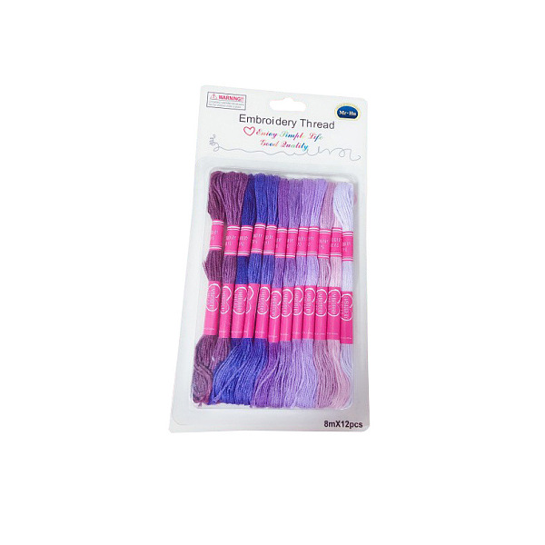 

PandaHall 12 Skeins 12 Colors 6-Ply Polyester Embroidery Floss, Cross Stitch Threads, Gradient Color, Medium Purple, 0.4mm, about 8.75 Yards...