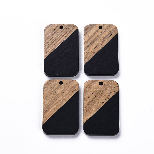 

PandaHall Opaque Resin & Walnut Wood Pendants, Two Tone, Rectangle, Black, 32.5x21x3mm, Hole: 2mm Resin+Wood Rectangle Black