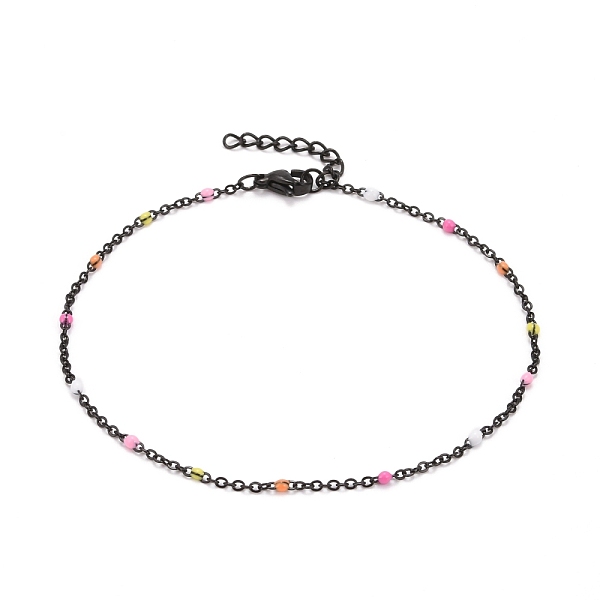 

PandaHall Ion Plating(IP) 304 Stainless Steel Cable Chain Necklaces, with Enamel and Lobster Claw Clasps, Colorful, 22x0.2cm Stainless Steel