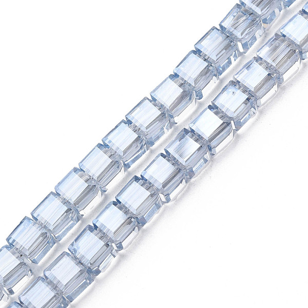 

PandaHall Electroplate Transparent Glass Beads Strands, , Faceted, Cube, Light Steel Blue, 7x7x7mm, Hole: 1.4mm, about 100pcs/strand, 26.77...