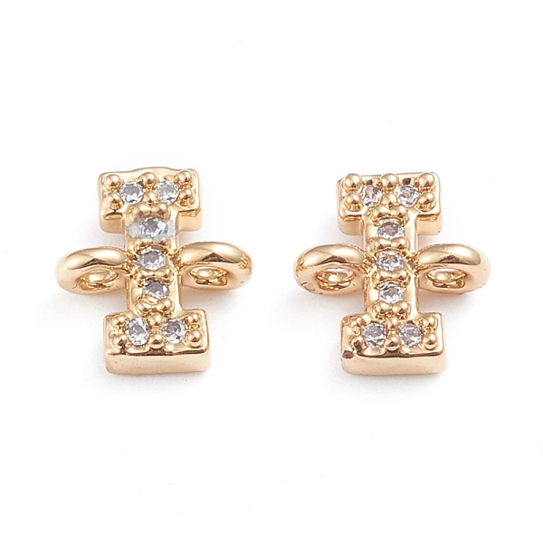 

PandaHall Brass Micro Pave Cubic Zirconia Links Connectors, Long-Lasting Plated, Letter, Clear, Real 18K Gold Plated, Letter.I, 7.5x7x2.8mm...