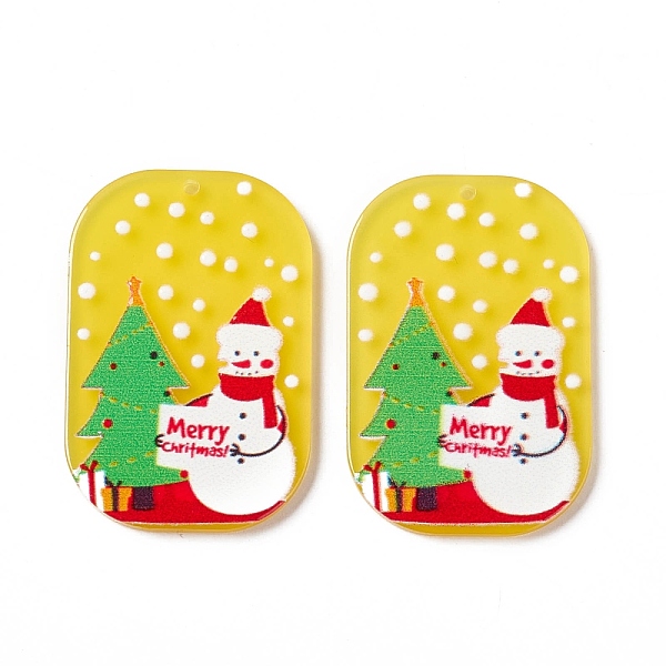 

PandaHall Christmas Translucent Printed Acrylic Pendants, Rectangle Octagon with Santa Claus & Tree, Gold, 39x26x2.5mm, Hole: 1.5mm Acrylic...