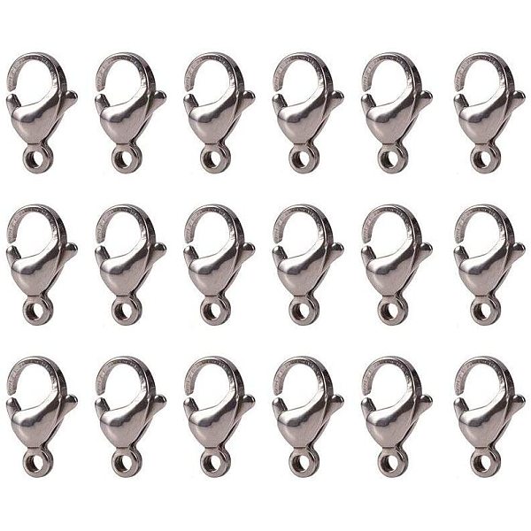 100 Pcs 304 Stainless Steel Lobster Claw Clasps Cord End 13x8mm For Jewelry Making