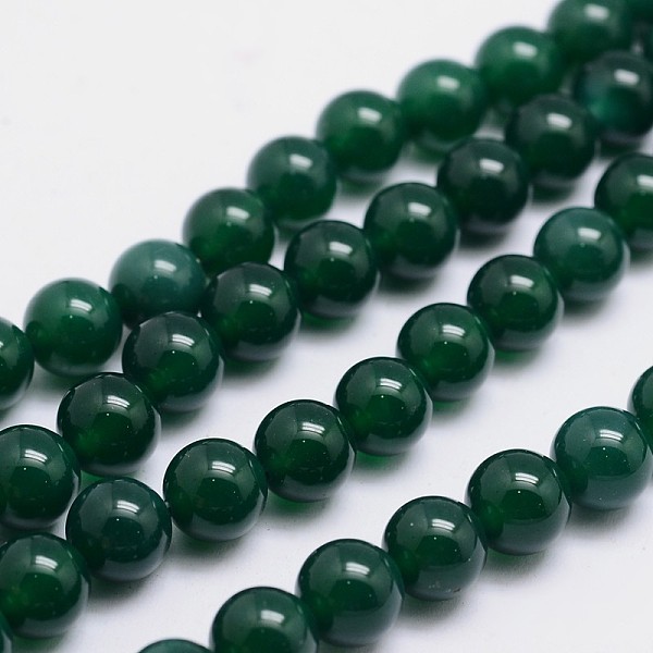 

PandaHall Round Natural Agate Bead Strands, Dyed, Dark Green, 8mm, Hole: 1mm, about 49pcs/strand, 15.74 inch Natural Agate Round Green