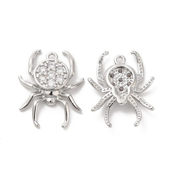 

PandaHall Brass & Cubic Zirconia Pendants, Spider Charm, Real Platinum Plated, 20.5x16x3mm, Hole: 1.2mm Brass+Cubic Zirconia Spider Clear