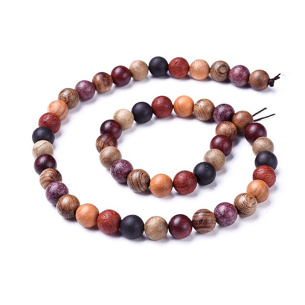 

PandaHall Natural Wood Beads Strands, Round, Colorful, 4mm, Hole: 1mm, about 98pcs/strand, 15.5 inch(39.5cm) Wood Round