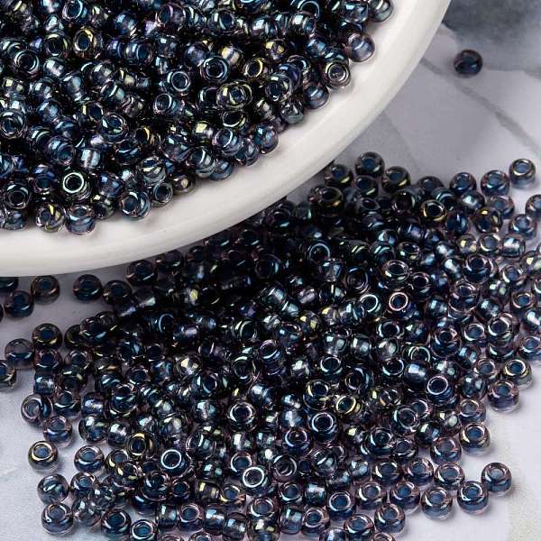 

PandaHall MIYUKI Round Rocailles Beads, Japanese Seed Beads, (RR3747) Fancy Lined Anchor Grey, 8/0, 3mm, Hole: 1mm, about 422~455pcs/bottle..., Gray