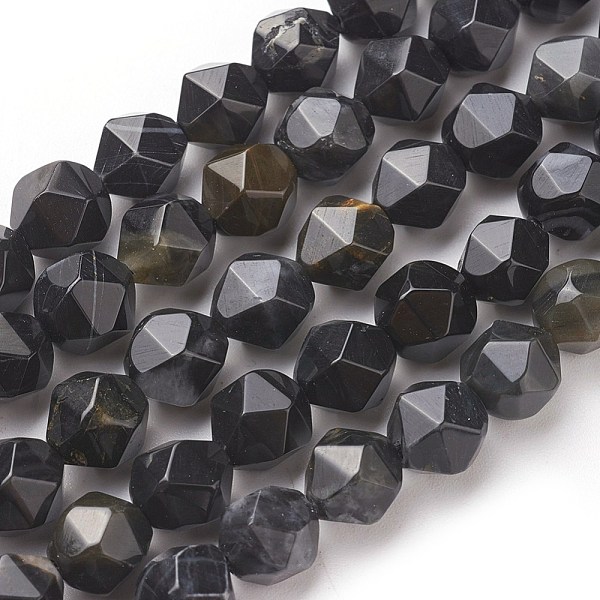 

PandaHall Natural Petrified Wood Beads Strands, Star Cut Round Beads, Faceted, Black, 7~8mm, Hole: 1mm, about 47~48pcs/strand, 14.5 inch~15...