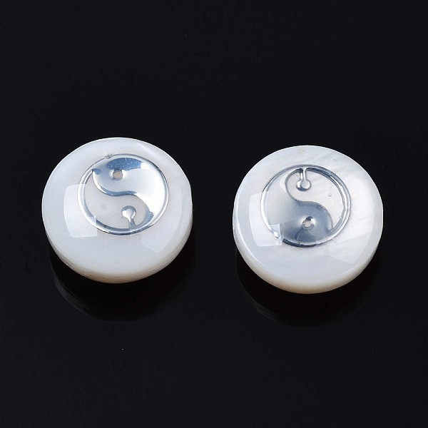 

PandaHall Natural Freshwater Shell Beads, with Brass Metal Embellishments, Flat Round with Gossip, Platinum, 8x4~5mm, Hole: 0.6mm Freshwater...