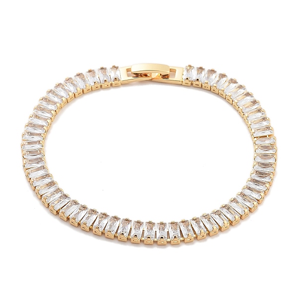 

PandaHall Brass Pave Clear Cubic Zirconia Rectangle Link Bracelets, Nickle Free, Long-Lasting Plated, Golden, 7-3/8 inch(18.8cm) Cubic...