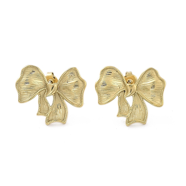

PandaHall 304 Stainless Steel Stud Earrings, Bowknot, Real 14K Gold Plated, 20x24mm 304 Stainless Steel Bowknot