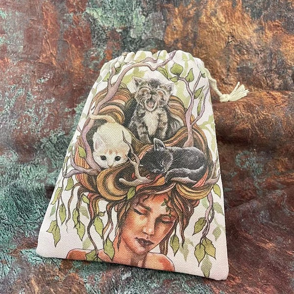 

PandaHall Tarot Theme Canvas Cloth Packing Pouches Drawstring Bags, Rectangle, Human Pattern, 15~18x13~14cm Cloth Human