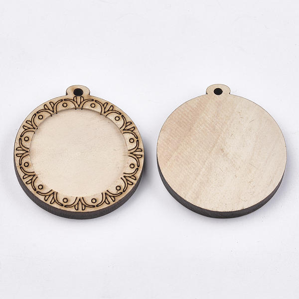 

PandaHall Wooden Pendant Cabochon Settings, Pendant Base, Flat Round, PeachPuff, Tray: 25mm, 38x35x5mm, Hole: 2.5mm Wood Flat Round Brown