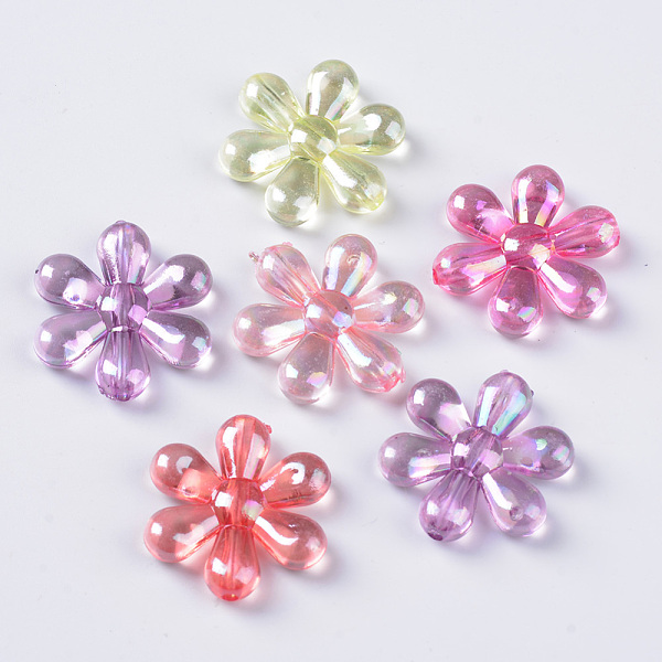 

PandaHall Transparent Acrylic Beads, AB Color Plated, Flower, Mixed Color, 23.5x21x5mm, Hole: 1.8mm, about 460pcs/500g Acrylic Flower..., Multicolor