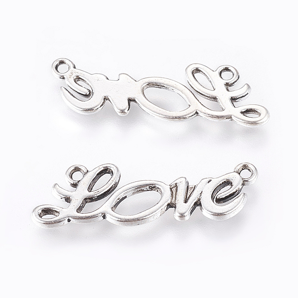 

PandaHall Tibetan Style Links, Cadmium Free & Nickel Free & Lead Free, Word Love, Antique Silver, 35x13x2mm, Hole: 1mm Alloy Word