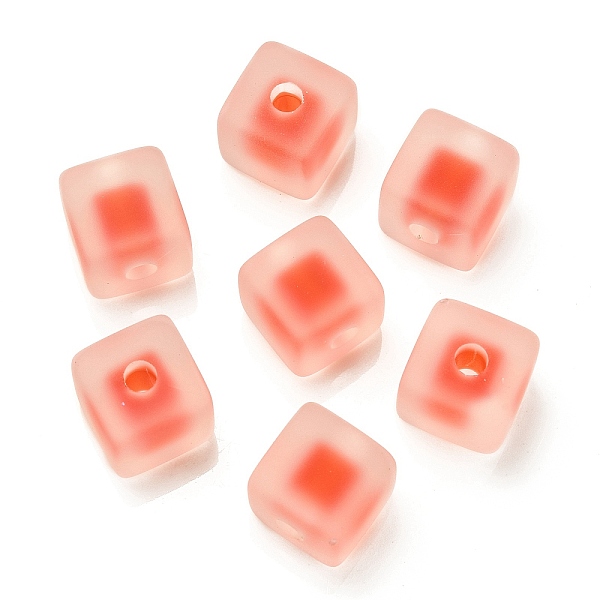

PandaHall Frosted Acrylic European Beads, Bead in Bead, Cube, Orange Red, 13.5x13.5x13.5mm, Hole: 4mm Acrylic Cube