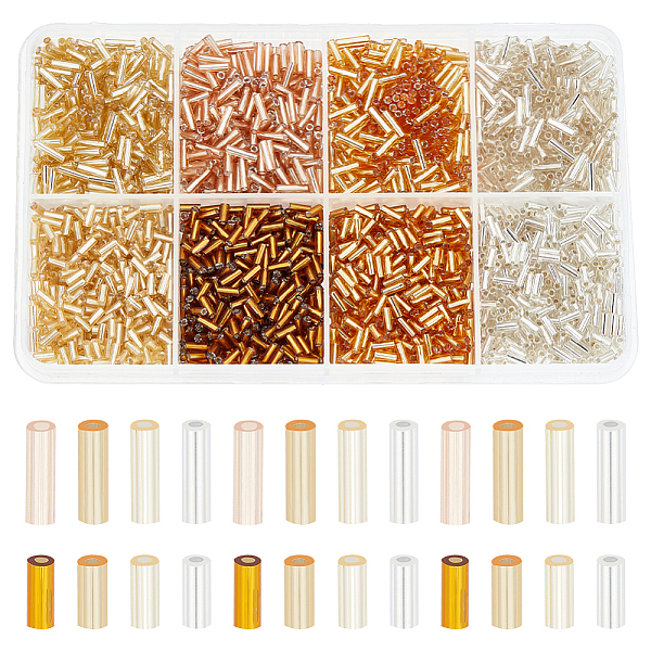 

PandaHall PH 2120pcs 8 Styles Glass Bugle Beads, Metallic Seed Beads 4mm 6mm Tube Beads Craft Beads Loose Spacer Bead for Earrings..., Multicolor