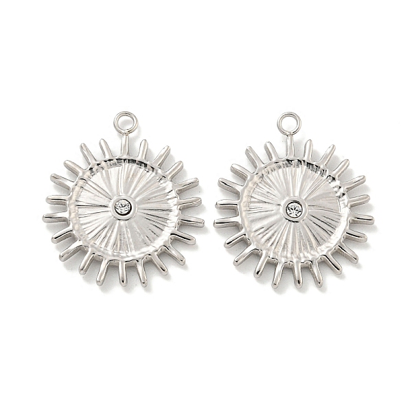 

PandaHall 304 Stainless Steel Pendants, with Crystal Rhinestone, Sun Charms, Stainless Steel Color, 22x19x2mm, Hole: 1.8mm Stainless..., Clear