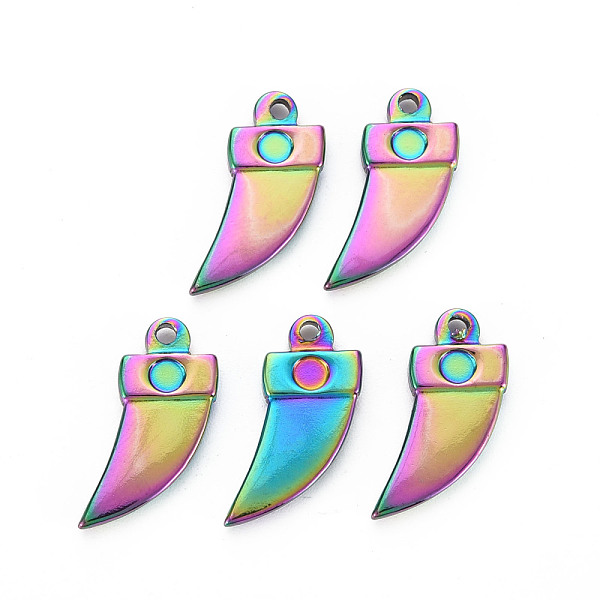 

PandaHall 201 Stainless Steel Pendants, Knife, Rainbow Color, 19x12x2.5mm, Hole: 1.6mm 201 Stainless Steel Tableware