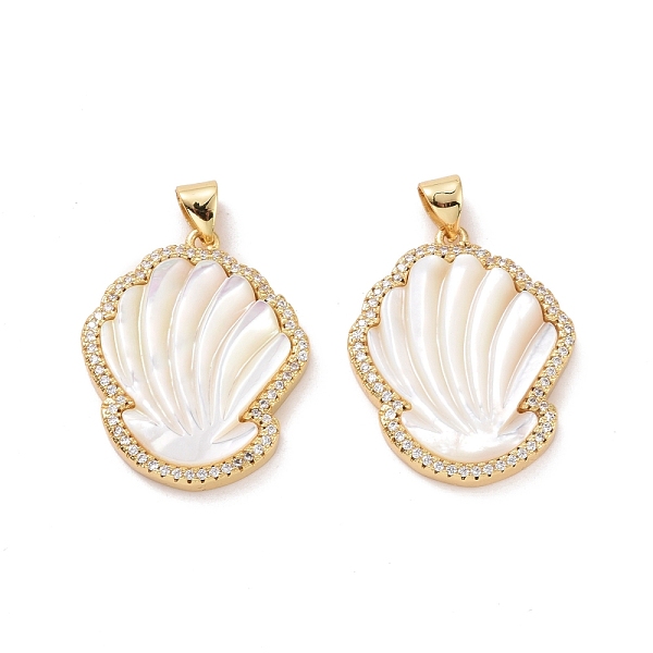 

PandaHall Shell Shaped Brass Micro Pave Clear Cubic Zirconia Pendants, with Natural Shell, Cadmium Free & Lead Free, Real 18K Gold Plated...