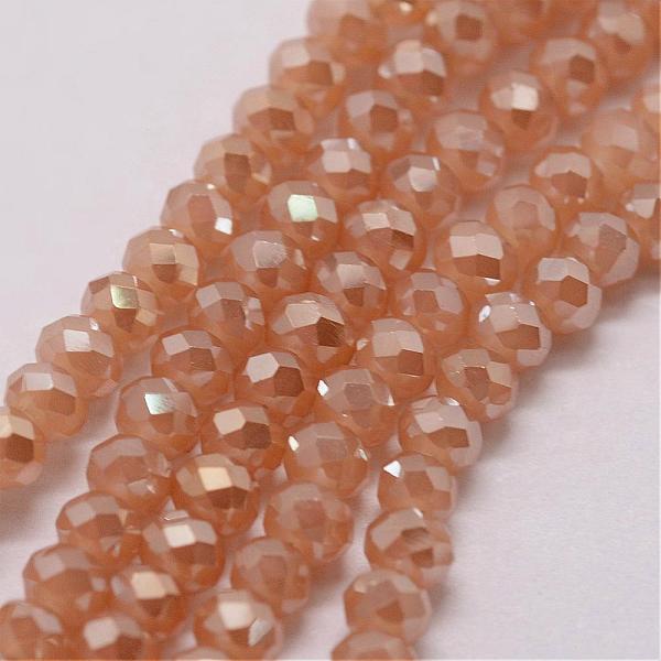 

PandaHall Electroplate Glass Bead Strands, Rondelle, Faceted, Pearl Luster Plated, Navajo White, 3~3.5x2mm, Hole: 1mm, about..., Orange