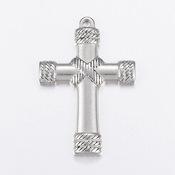 

PandaHall 304 Stainless Steel Pendants, Cross, Stainless Steel Color, 42.5x29x4mm, Hole: 2.3~2.5mm 304 Stainless Steel Cross
