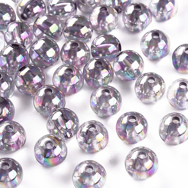 

PandaHall Transparent Acrylic Beads, AB Color Plated, Round, Lavender, 10x9mm, Hole: 2mm, about 940pcs/500g Acrylic Round Purple