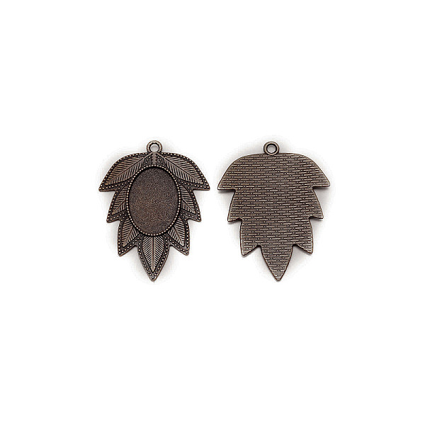 

PandaHall Alloy Pendant Cabochons, Cadmium Free & Lead Free, Leaf, Antique Bronze, 52x40x2.5mm, Hole: 3mm, Tray: 25x18mm Alloy Leaf
