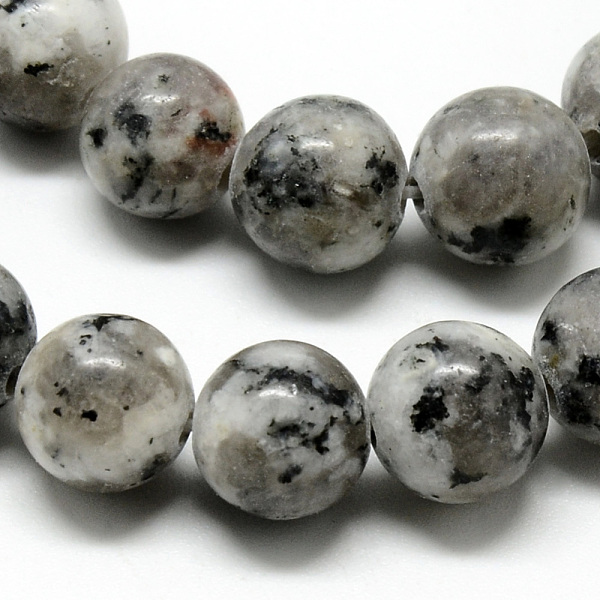 

PandaHall Natural Sesame Jasper/Kiwi Jasper Beads Strands, Round, 8~8.5mm, Hole: 1mm, about 47pcs/strand, 15.5 inch Sesame Jasper Round