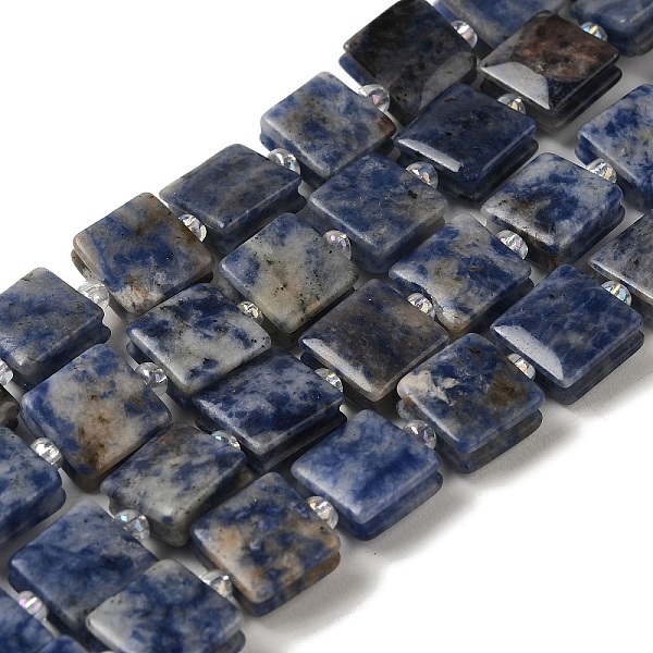 

PandaHall Natural Blue Spot Jasper Beads Strands, Square, with Seed Beads, 10~10.5x10~10.5x5~5.5mm, Hole: 1.6mm, about 32pcs/strand...