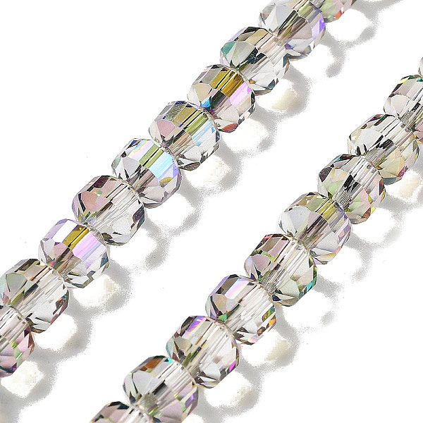 

PandaHall Electroplate Rondelle Glass Beads Strands, Full Rainbow Plated, Faceted, Gainsboro, 7.5x7mm, Hole: 1.4mm, about 70pcs/strand..., Gray