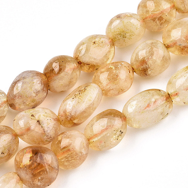 PandaHall Natural Brazilian Citrine Beads Strands, Tumbled Stone, Nuggets, 10~14x8~9x4~8mm, Hole: 1mm, about 30pcs/strand, 15.5 inch Citrine...