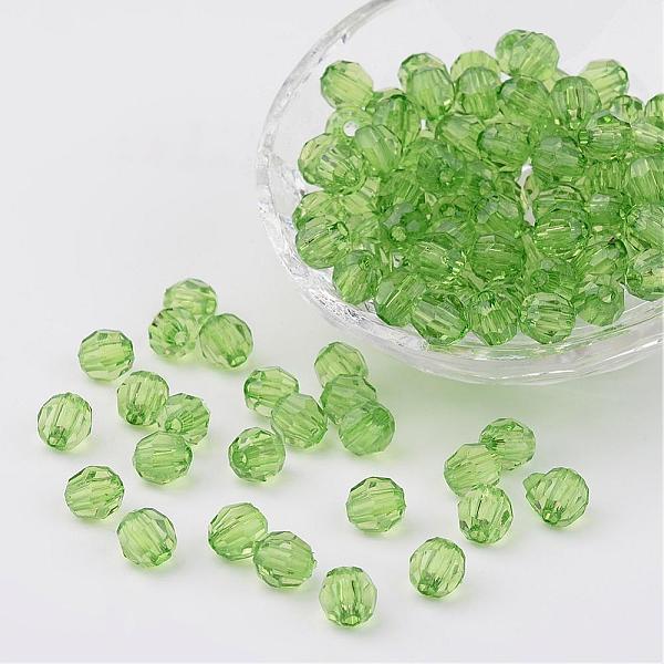 

PandaHall Transparent Acrylic Beads, Faceted, Round, Pale Green, 8mm, Hole: 1.5mm, about 1800pcs/500g Acrylic Round Green