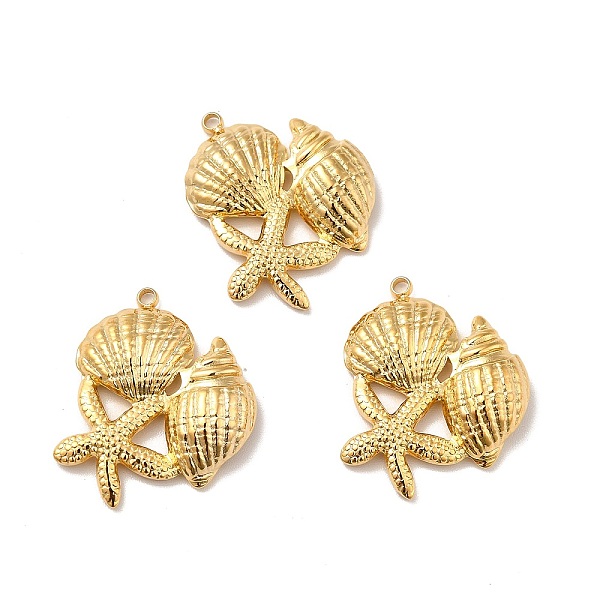 

PandaHall Ion Plating(IP) 304 Stainless Steel Pendants, Starfish & Shell Shapes, Real 18K Gold Plated, 21x20x4mm, Hole: 1.4mm 304 Stainless...