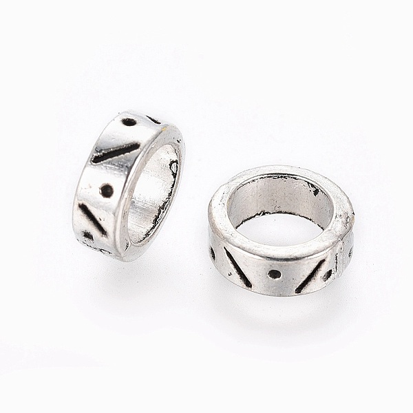 

PandaHall Tibetan Style Alloy European Large Hole Beads, Donut, Cadmium Free & Lead Free, Antique Silver, 8x3mm, Hole: 6mm Alloy Donut