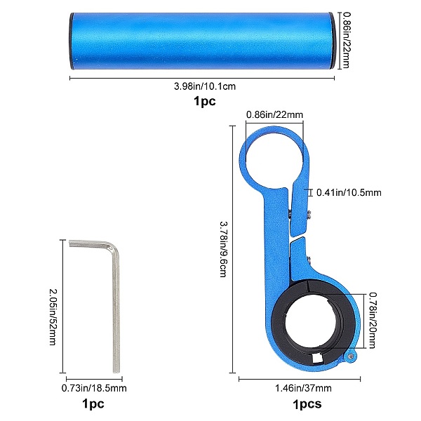 

PandaHall Gorgecraft Bicycle Handlebar Extension, Aluminium Alloy Rod, Plastic Extension, Iron Findings, Dodger Blue, Packing Box...