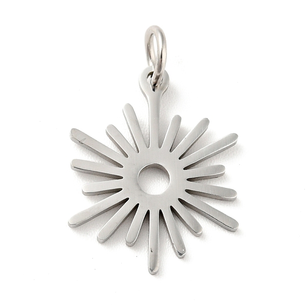 

PandaHall 201 Stainless Steel Pendants, with Jump Ring, Sun, Stainless Steel Color, 17.5x13.5x1mm, Jump Ring: 5x0.8mm, 3.4mm Inner Diameter...