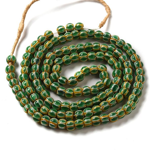 

PandaHall Handmade Nepalese Lampwork Beads, Drum with Eye Pattern, Sea Green, 6~7x3.5mm, Hole: 1.8~2mm, about 129~134pcs/strand...