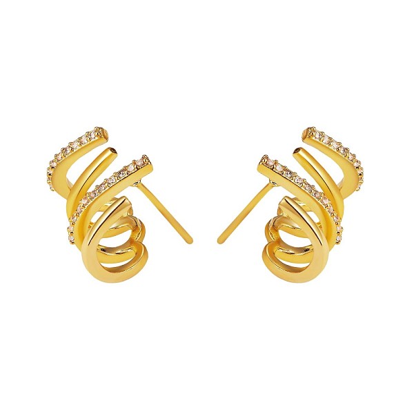 

PandaHall Crystal Rhinestone Claw Stud Earrings, Brass Jewelry for Women, Golden, 12x16mm Cubic Zirconia Twist